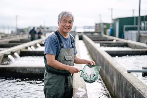 Fisheries and aquaculture faculty at hatchery tanks — Person `main_image`, faculty/field.