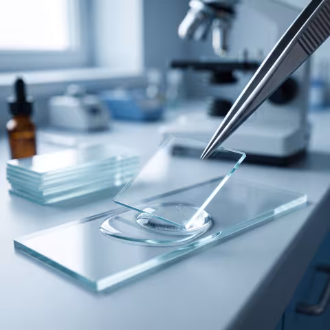 Microscope slide preparation, macro — Course imagery, laboratory methods.