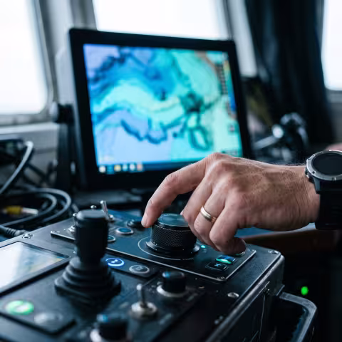 Sonar control panel detail, macro — Course imagery, oceanography instrumentation.